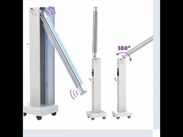 Videos de la empresa sobre 60W Sterilizer Wheel Germicidal Lamp UVC Light Sterilization Hospital UV Disinfection Trolley